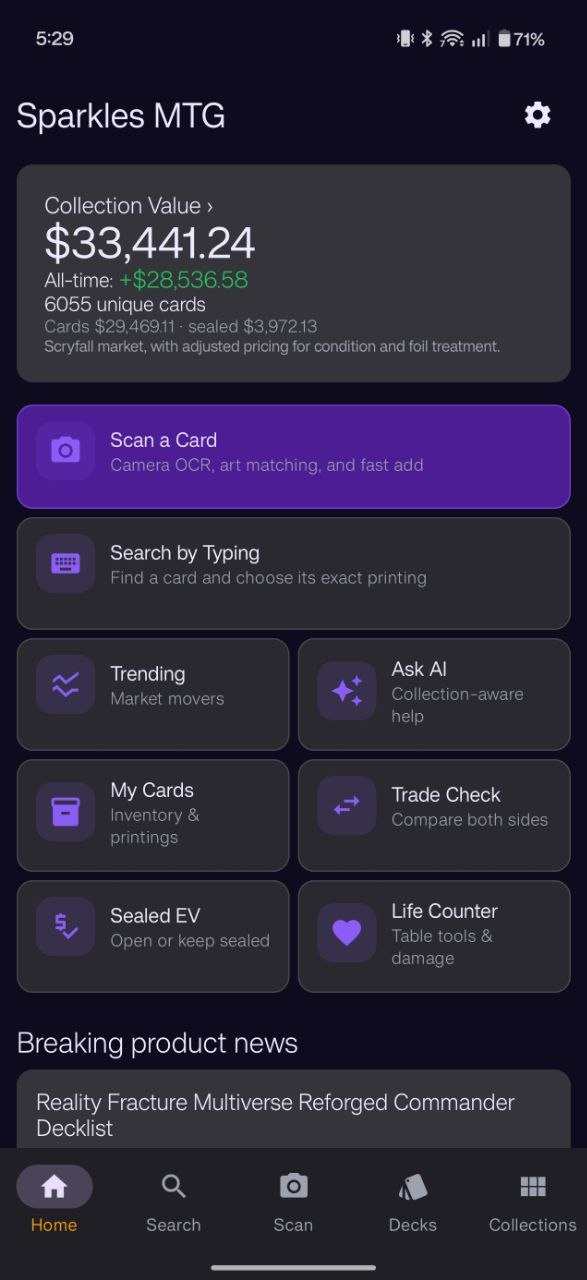 Home dashboard