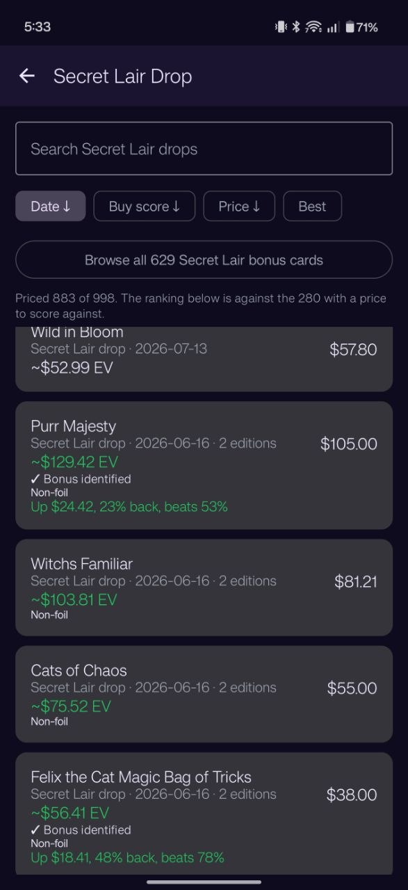 Browsing Secret Lair drops