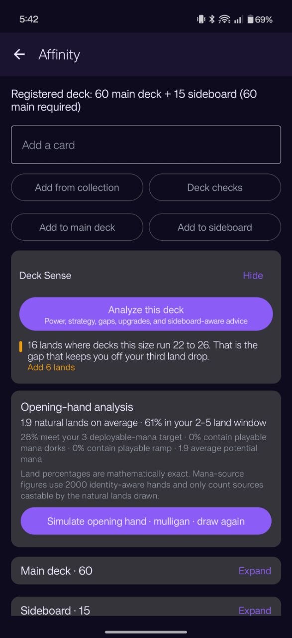 Opening hand analysis