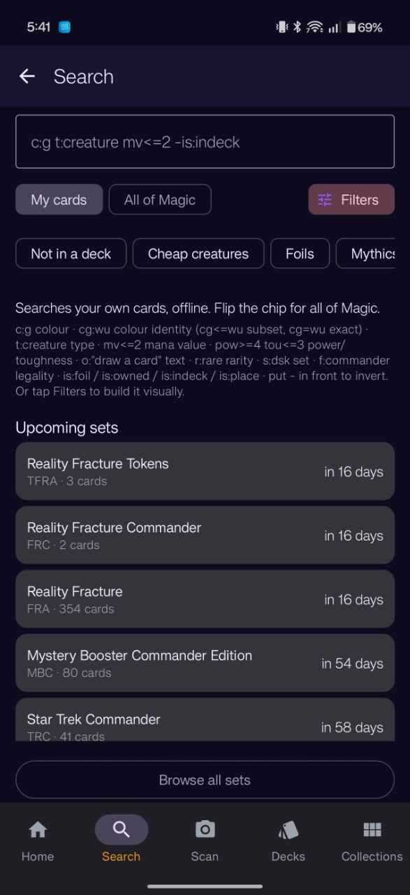 Card search syntax