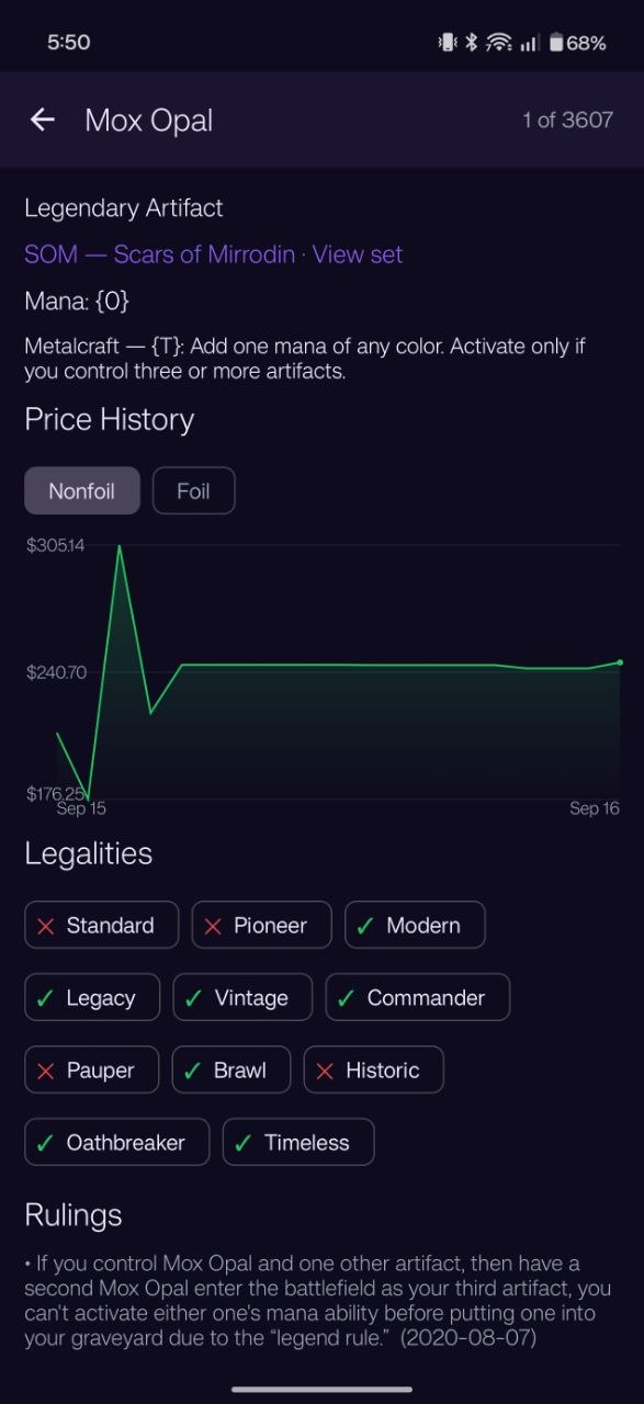 Card price and legality