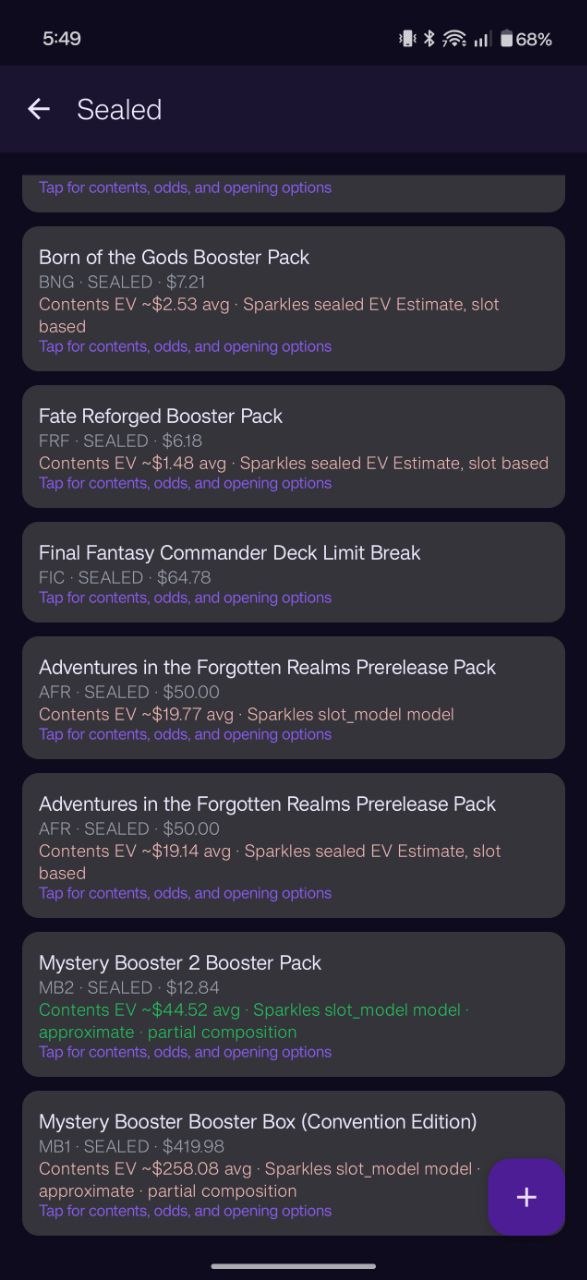 Browsing sealed products